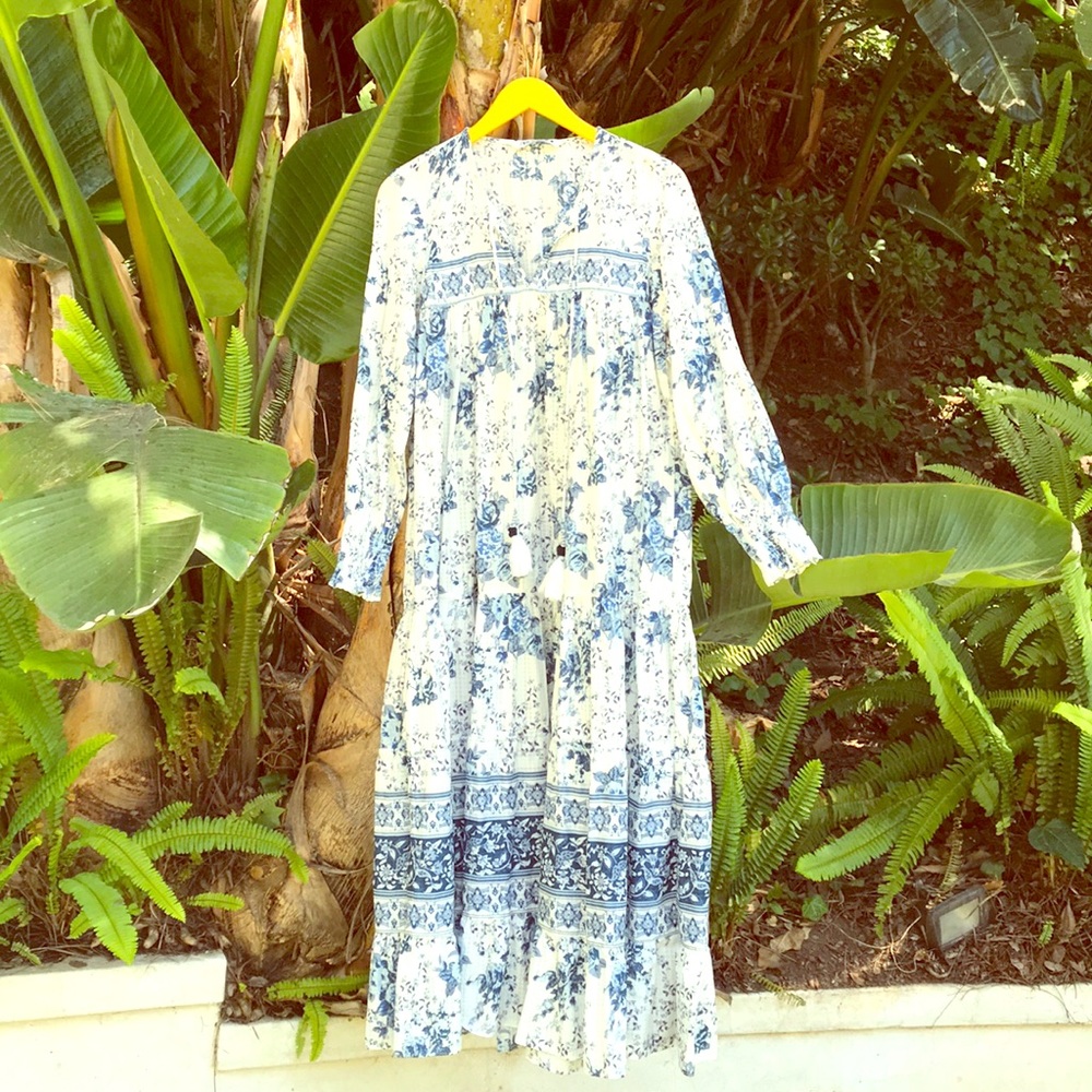 NWOT Stunning 100% cotton floral BOHO MAXI DRESS